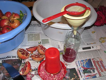 I make pomegranate juice. All the tools!